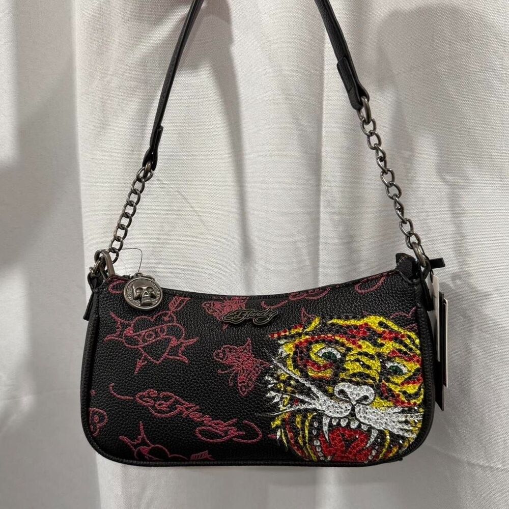 ed hardy black and red lion shoulder bag y2k (NWT)